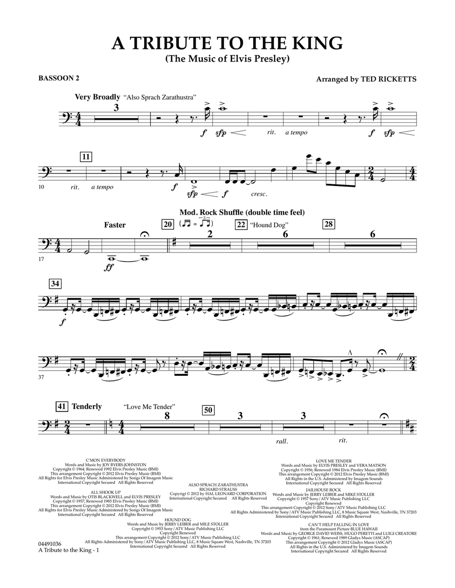 A Tribute to the King (The Music of Elvis Presley) - Bassoon 2 Full Orchestra scores gallery preview page 1