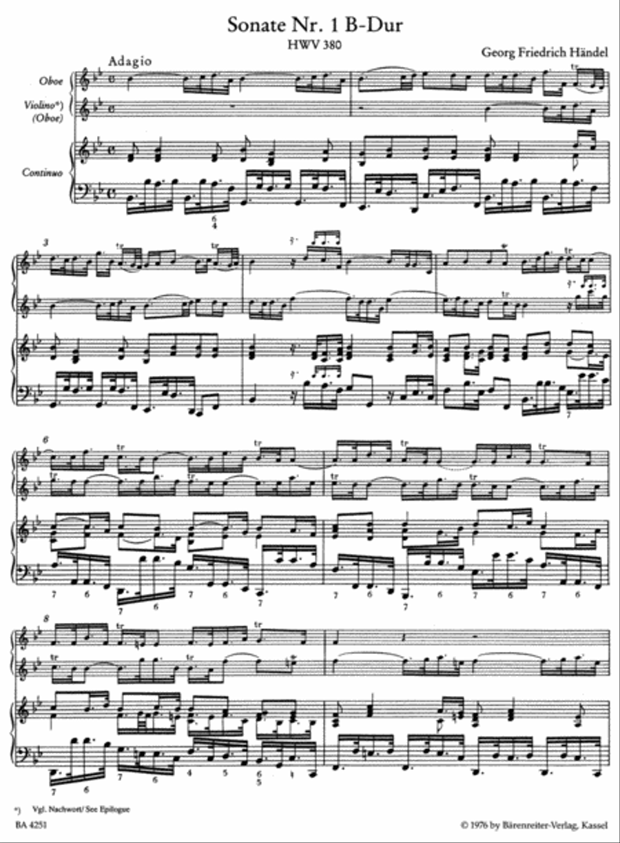 Sechs Sonaten for Oboe, Violine (Oboe) and Basso continuo Oboe scores gallery preview page 2