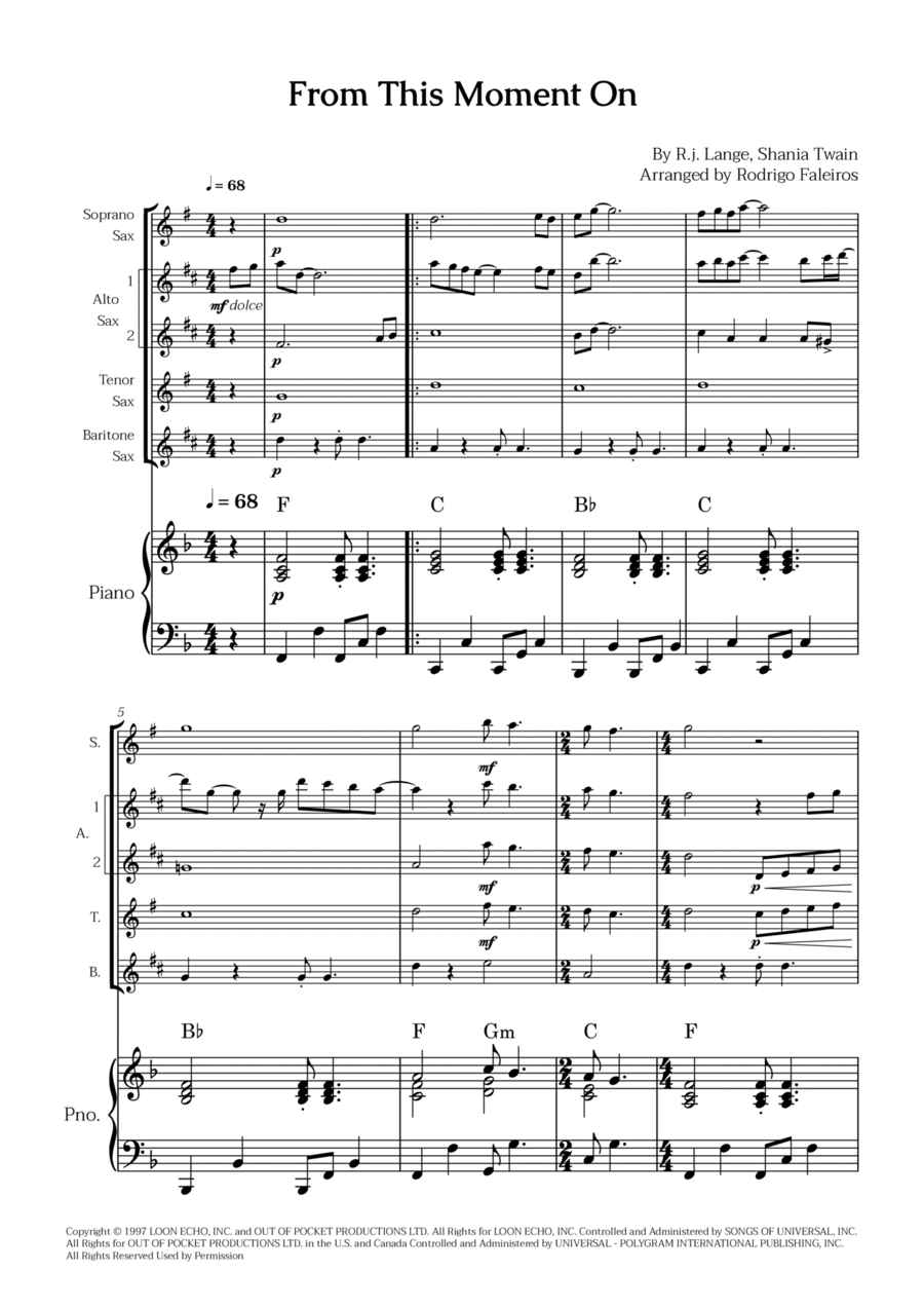 From This Moment On Tenor Saxophone scores gallery preview page 1