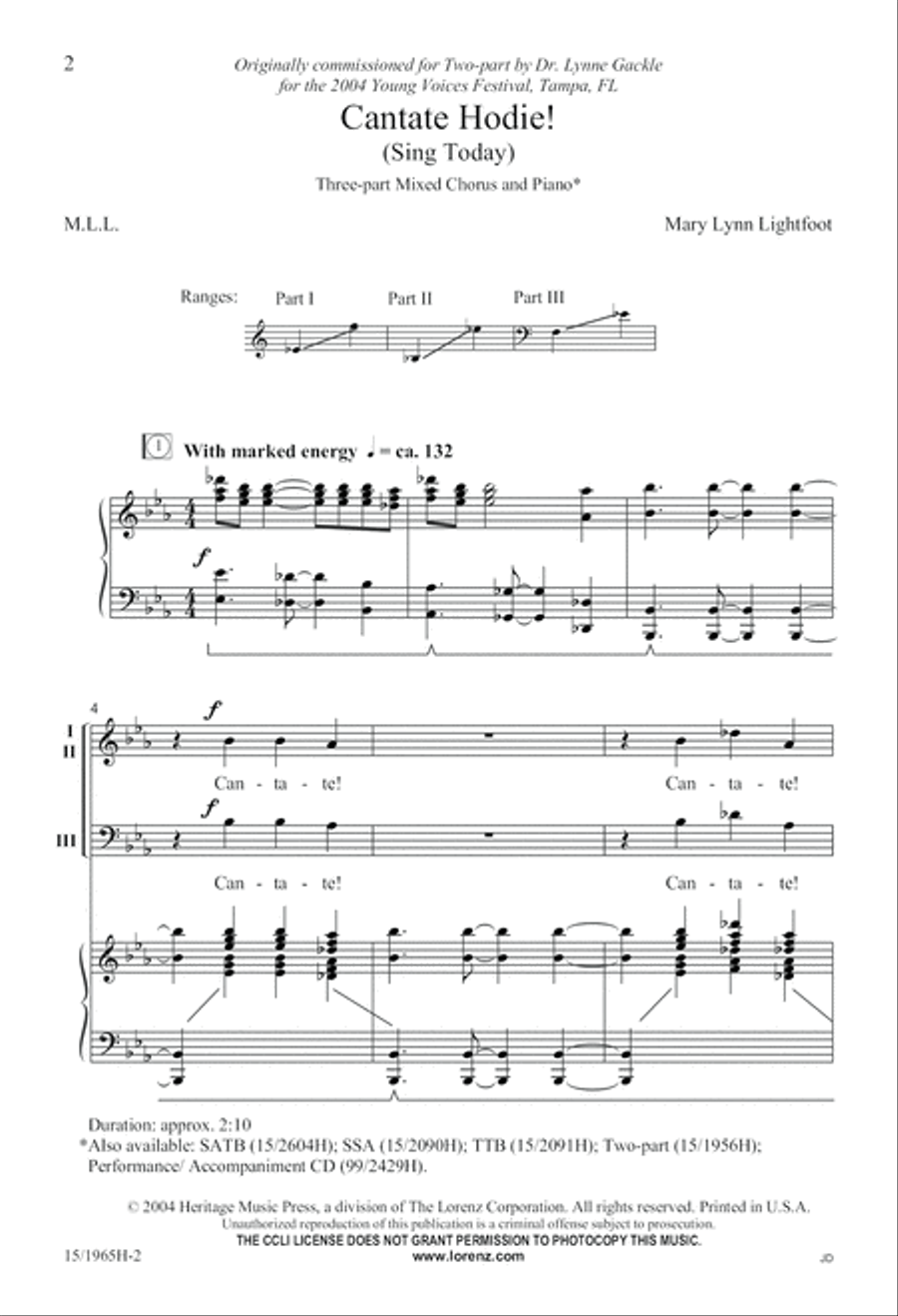 Cantate Hodie! (Sing Today) SSA scores gallery preview page 3