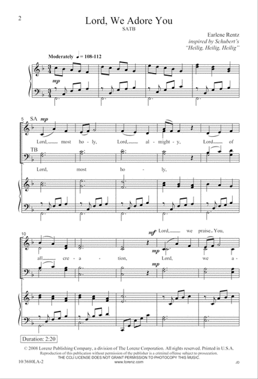 Lord, We Adore You 4-Part scores gallery preview page 2