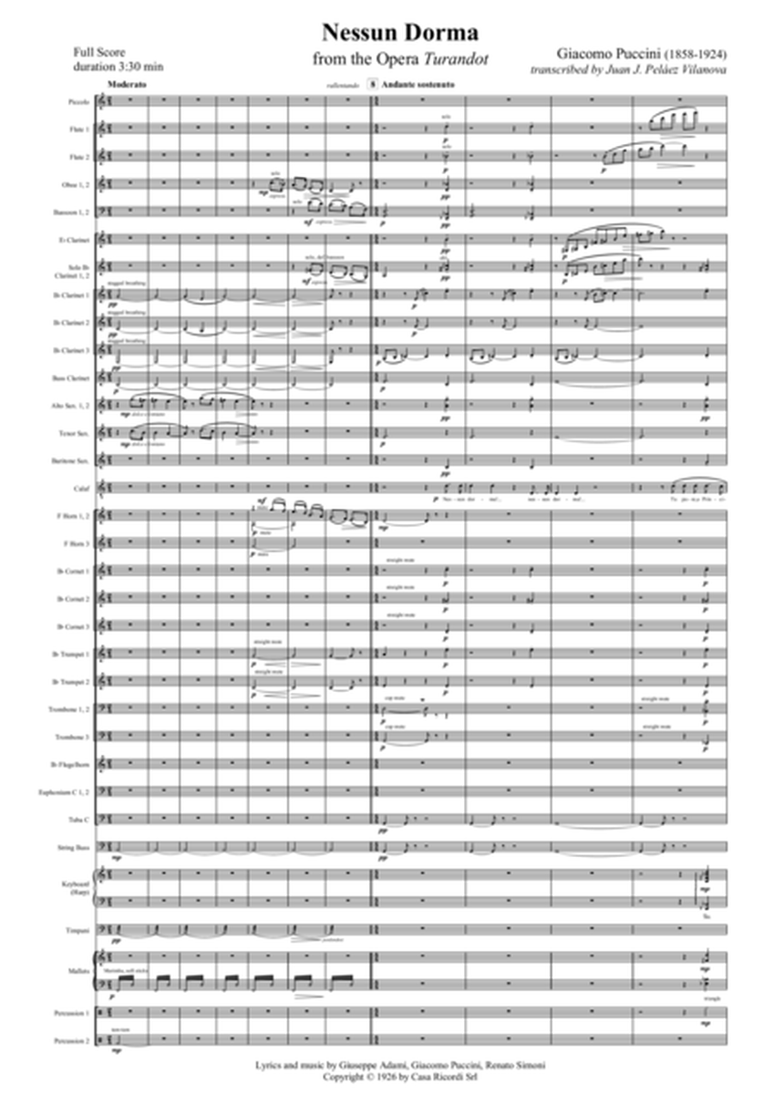 Nessun Dorma (for tenor and symphonic band)
