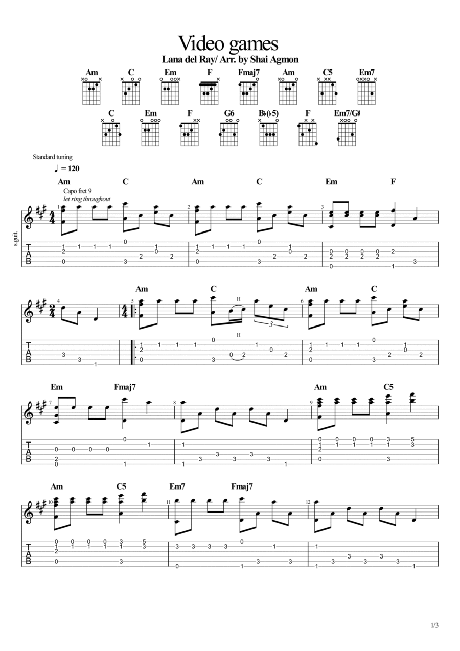 Video Games Electric Guitar scores gallery preview page 1