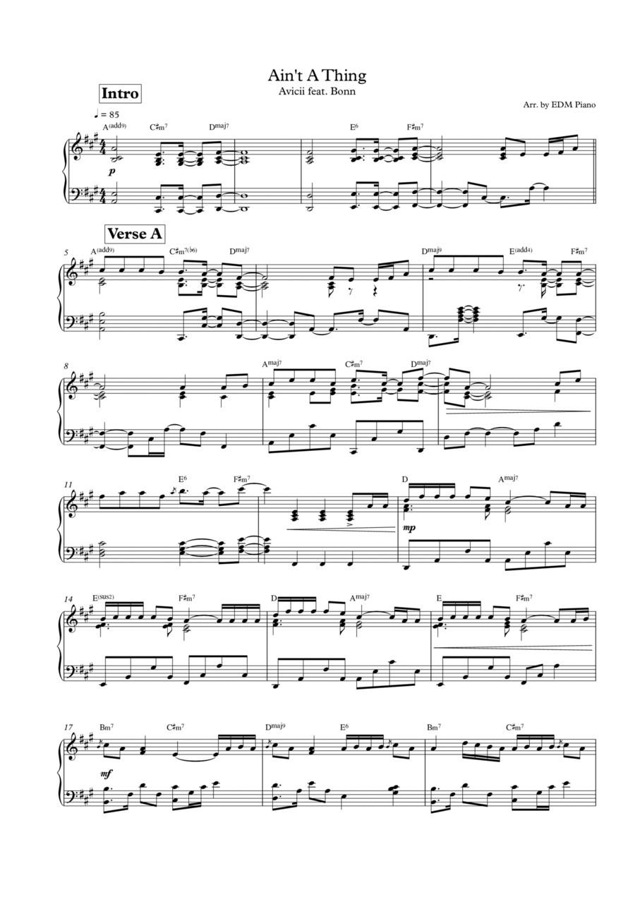 Ain't A Thing Piano Solo scores gallery preview page 1