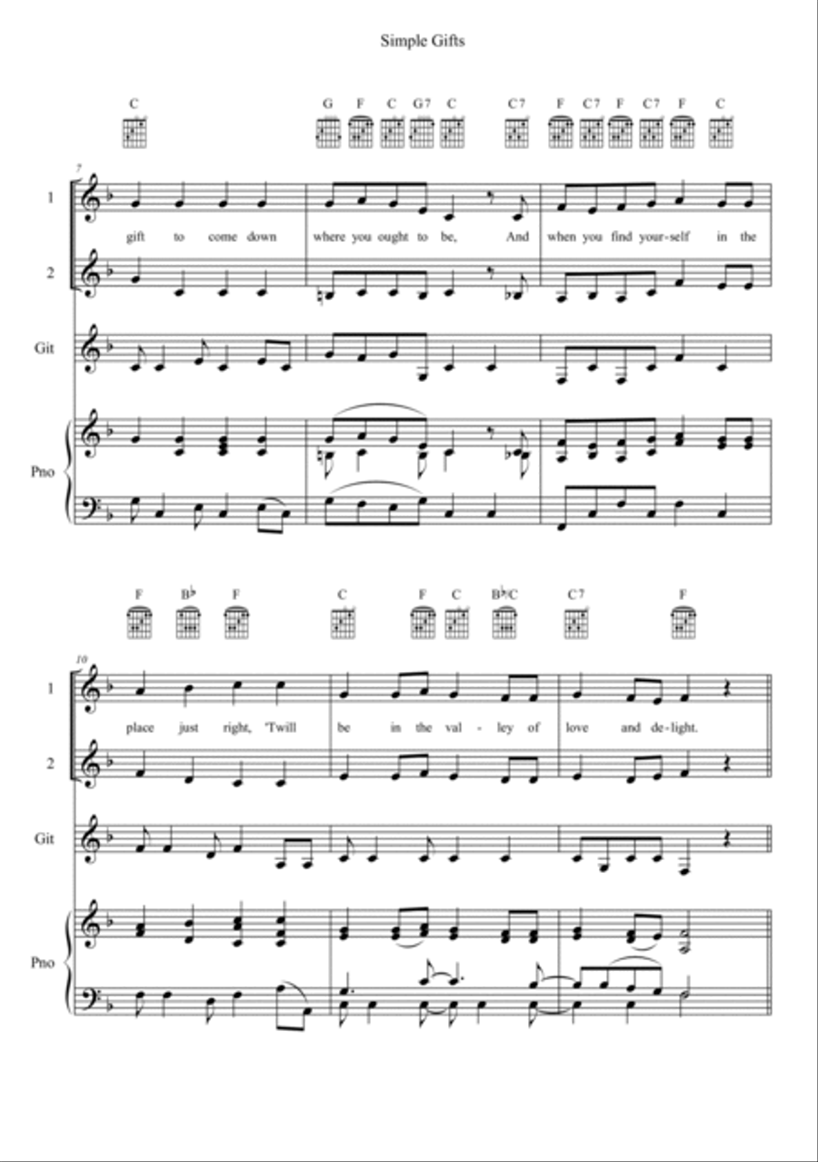 Simple Gifts Vocal Duet scores gallery preview page 2
