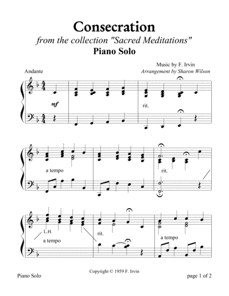Sacred Meditations (A Collection of Large Print, Two-Page Interludes for Solo Piano) image number null