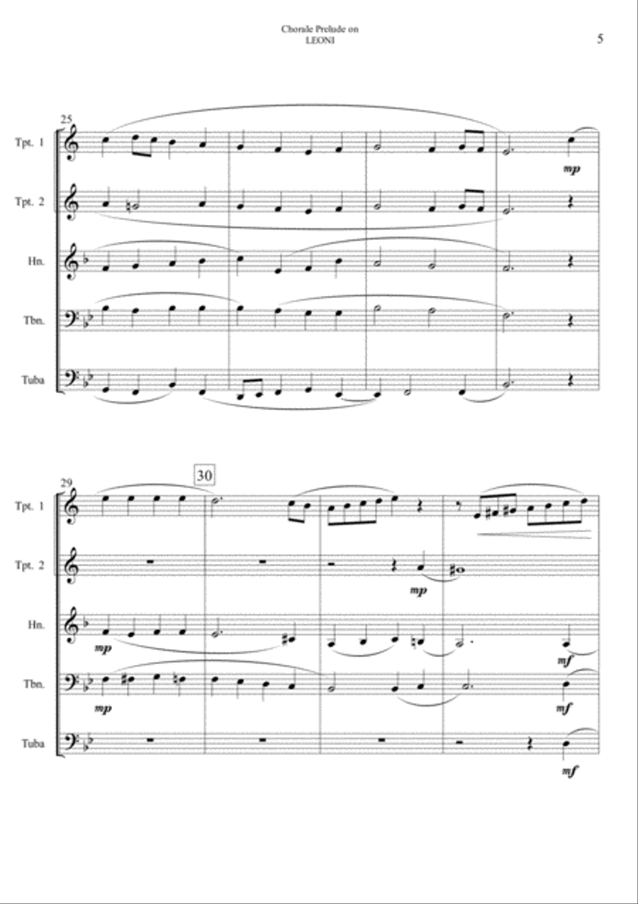 Chorale Prelude on Leoni - Brass Quintet Brass Quintet scores gallery preview page 5