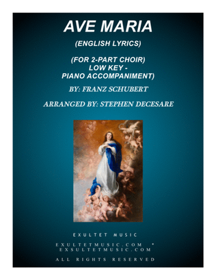 Book cover for Ave Maria (for 2-part choir - English Lyrics - Low Key) - Piano Accompaniment