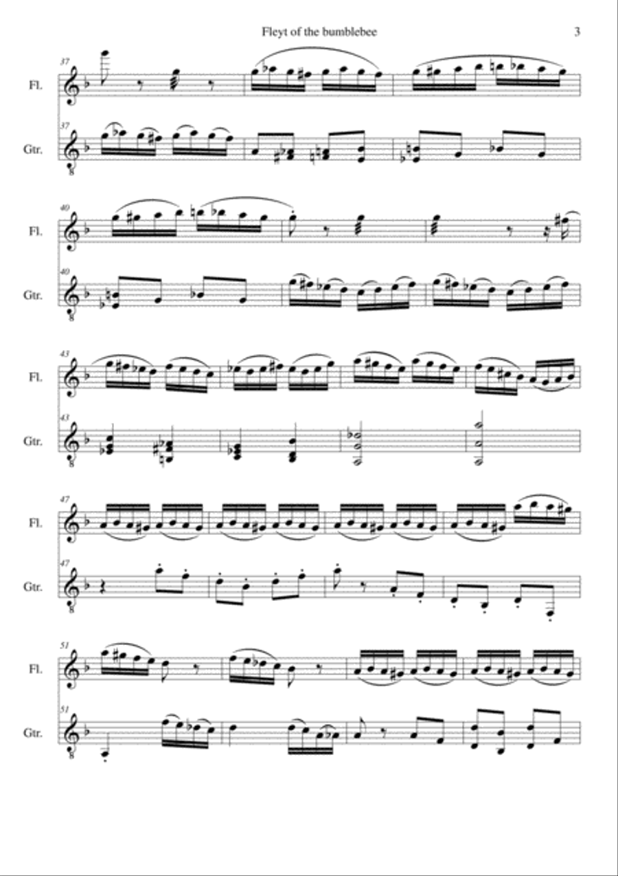 Fleyt of the bumblebee for flute and guitar Fleyt of the bumblebee for flute and guitar Flute scores gallery preview page 3