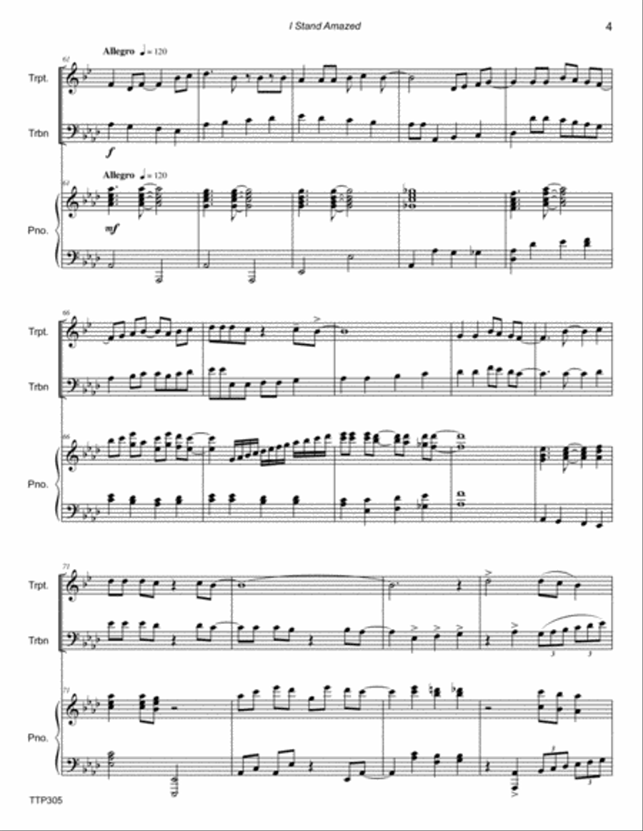 I STAND AMAZED - TRUMPET & TROMBONE with Piano Accompaniment Brass Duet scores gallery preview page 4