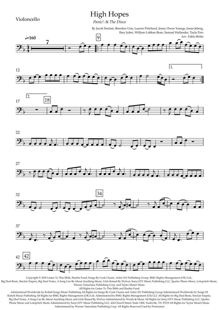High Hopes High Hopes Cello Solo scores gallery preview page 1