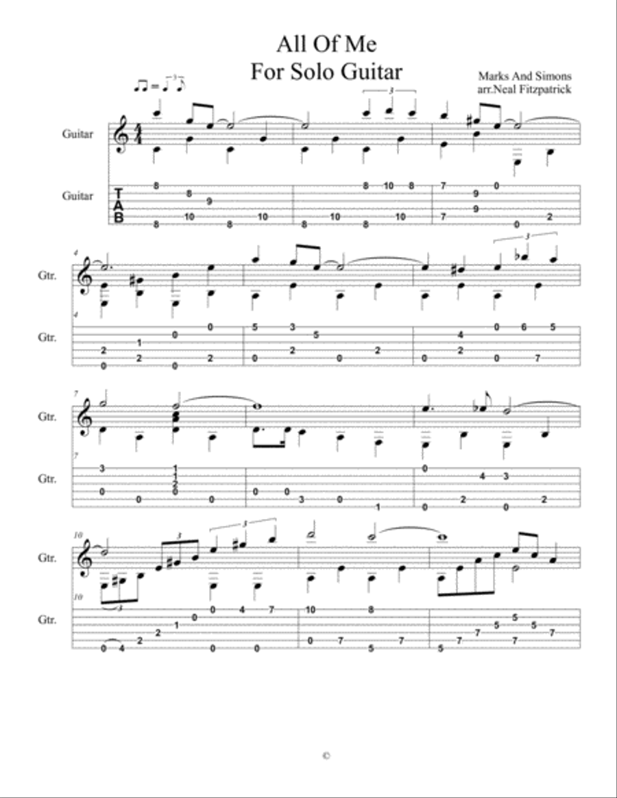All Of Me Guitar Solo scores gallery preview page 1