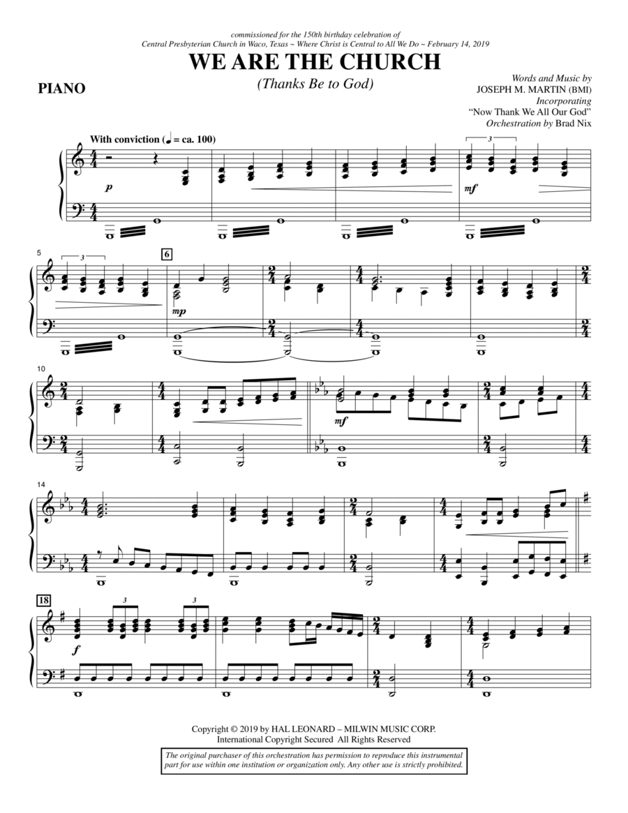 We Are the Church (Thanks Be to God) - Piano