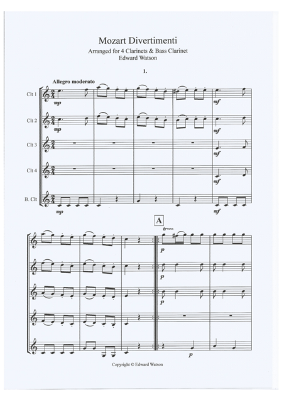 Mozart - Divertimenti Clarinet Quartet scores gallery preview page 3