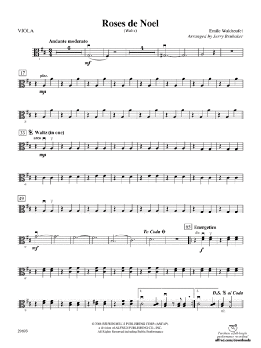 Roses de Noel (Waltz): Viola Full Orchestra scores gallery preview page 1