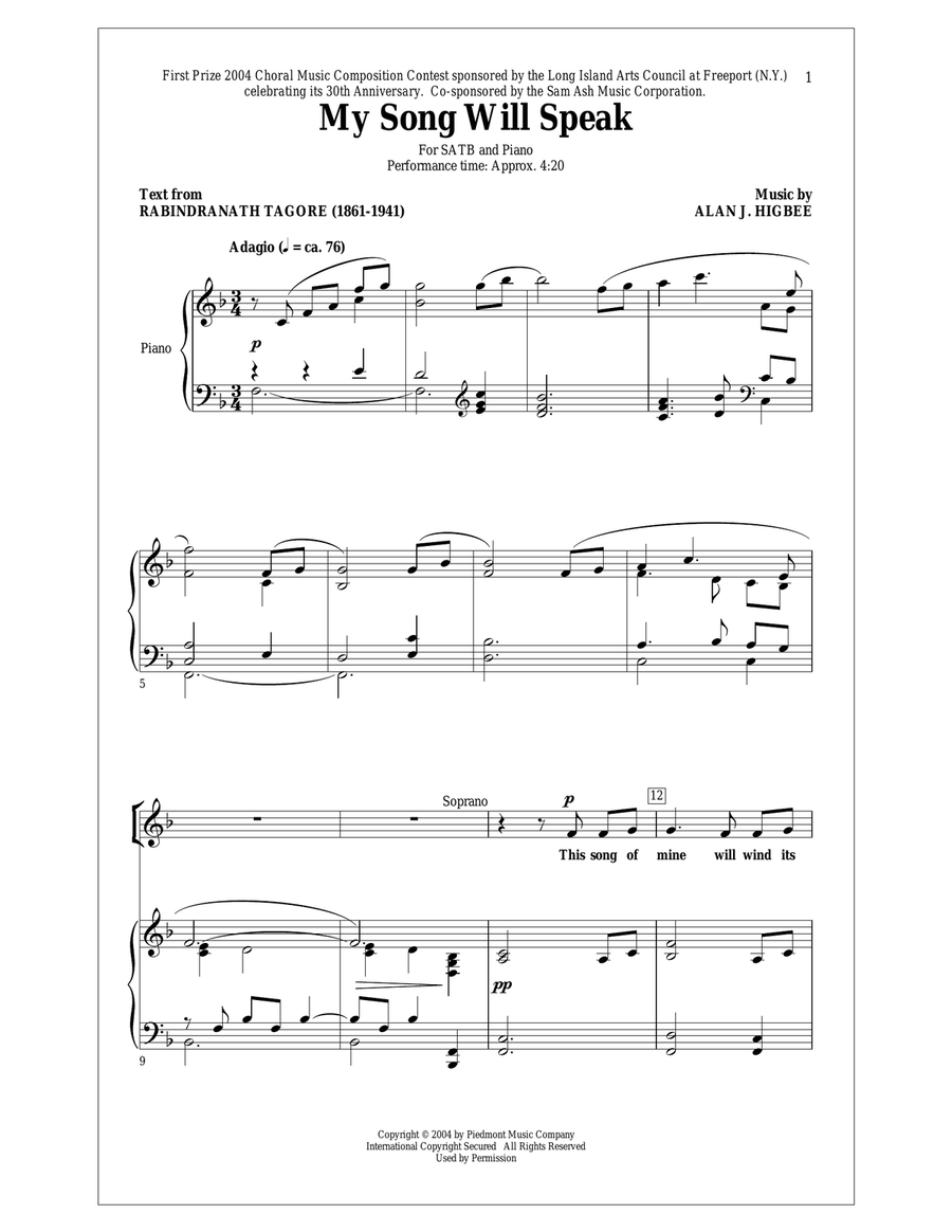 My Song Will Speak My Song Will Speak 4-Part scores gallery preview page 1