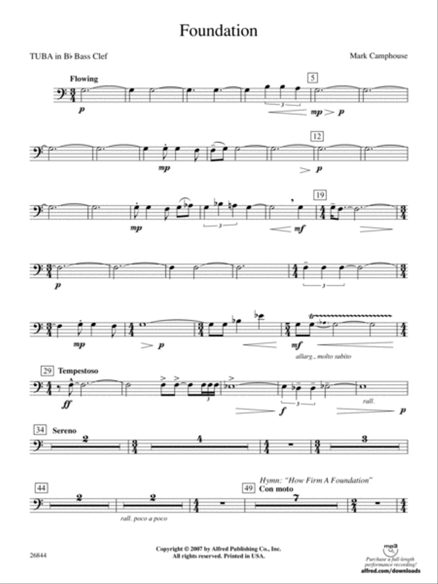 Foundation: (World Part) B-flat Tuba B.C. Concert Band scores gallery preview page 1