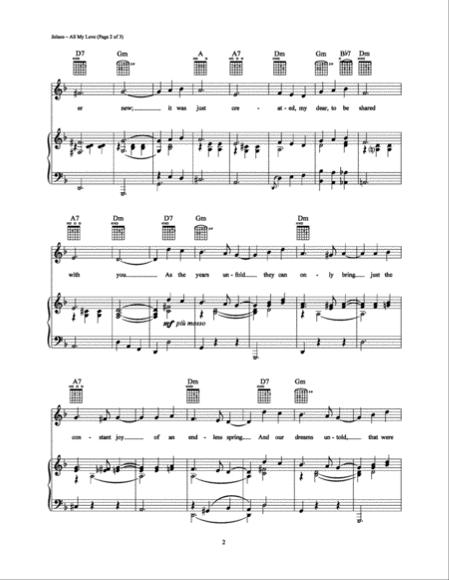 All My Love All My Love Piano, Vocal, Guitar scores gallery preview page 2