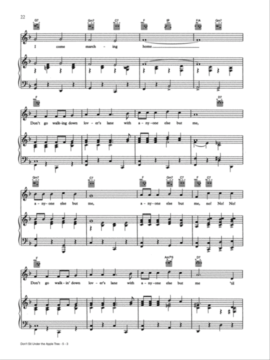 Don't Sit Under the Apple Tree (With Anyone Else But Me) Piano, Vocal, Guitar scores gallery preview page 3