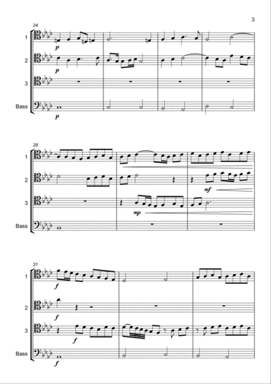 Voluntary on Old Hundredth (Trombone Quartet) Trombone Quartet scores gallery preview page 5