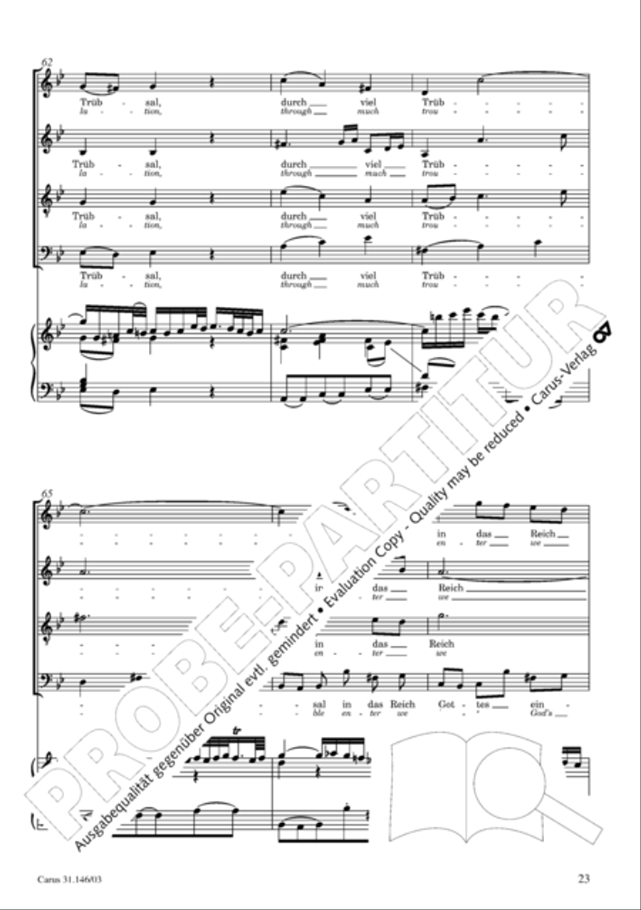 Through bitter tribulation we enter into God's kingdom (Wir mussen durch viel Trubsal in das Reich Gottes eingehen) 4-Part scores gallery preview page 24