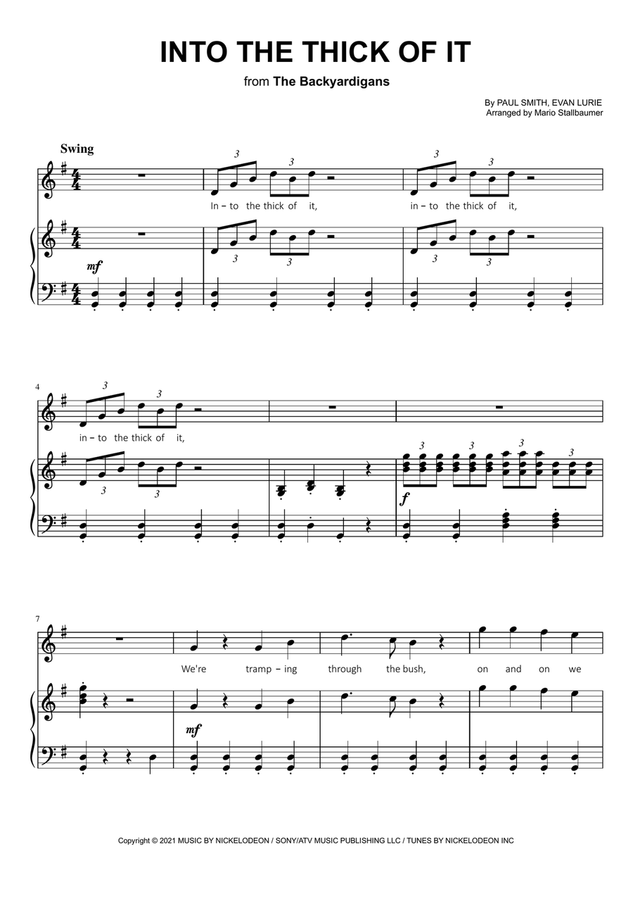 Into The Thick Of It Piano, Vocal scores gallery preview page 1