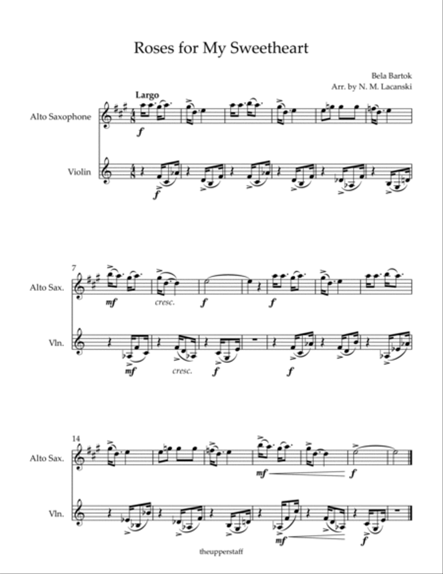 Roses for My Sweetheart Alto Saxophone scores gallery preview page 2