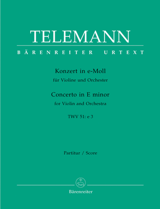Book cover for Concerto for Violin and Orchestra in E minor TWV 51:e3