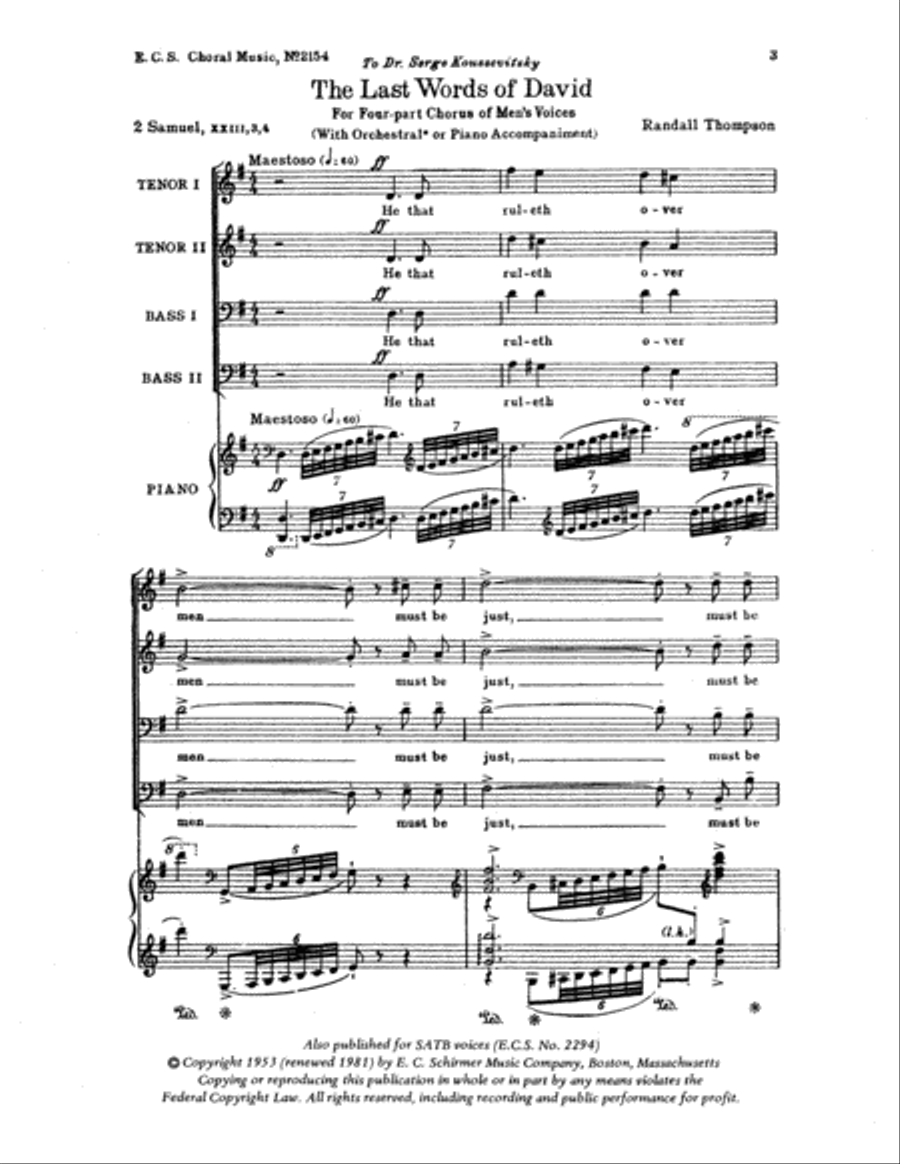 The Last Words of David (Choral Score) TTBB scores gallery preview page 2