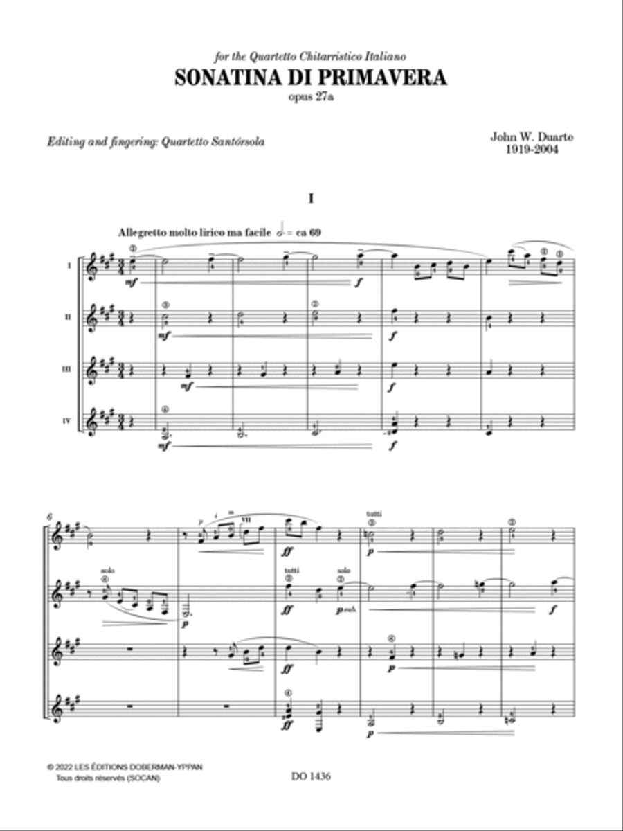 Sonatina di Primavera, Op. 27a Guitar Ensemble scores gallery preview page 2