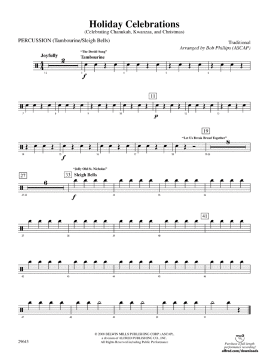 Holiday Celebrations (Celebrating Chanukah, Kwanzaa and Christmas): 1st Percussion String Orchestra scores gallery preview page 1