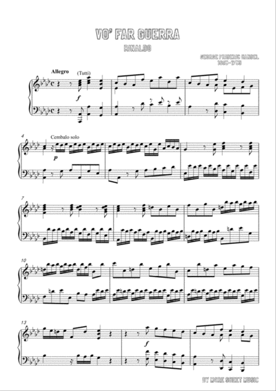 Handel-Vo' far guerra in A flat Major,for Voice and Piano Voice Solo scores gallery preview page 3