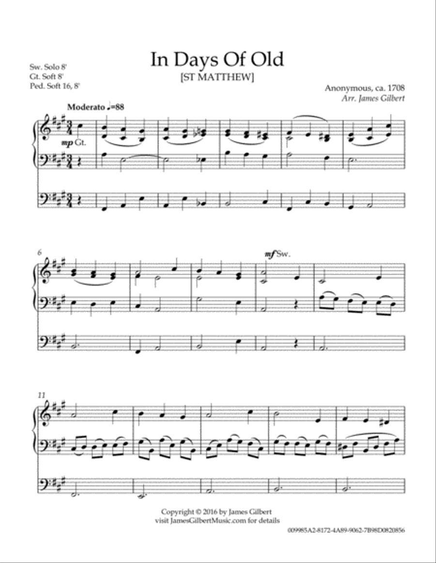 In Days Of Old [ST MATTHEW] Organ Solo scores gallery preview page 3