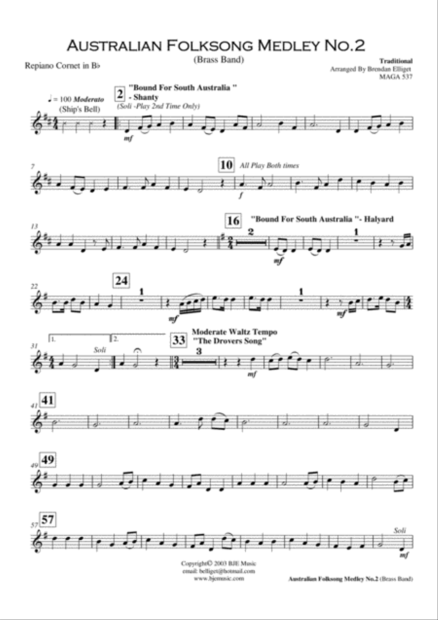 Australian Folksong Medley No. 2 - Brass Band Brass Band scores gallery preview page 6