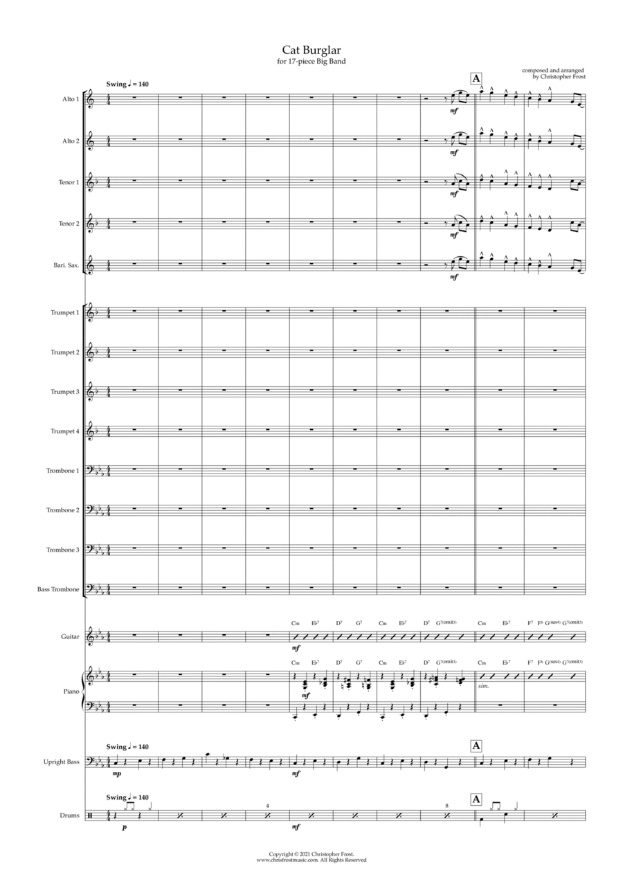 Cat Burglar (big band) Jazz Ensemble scores gallery preview page 1