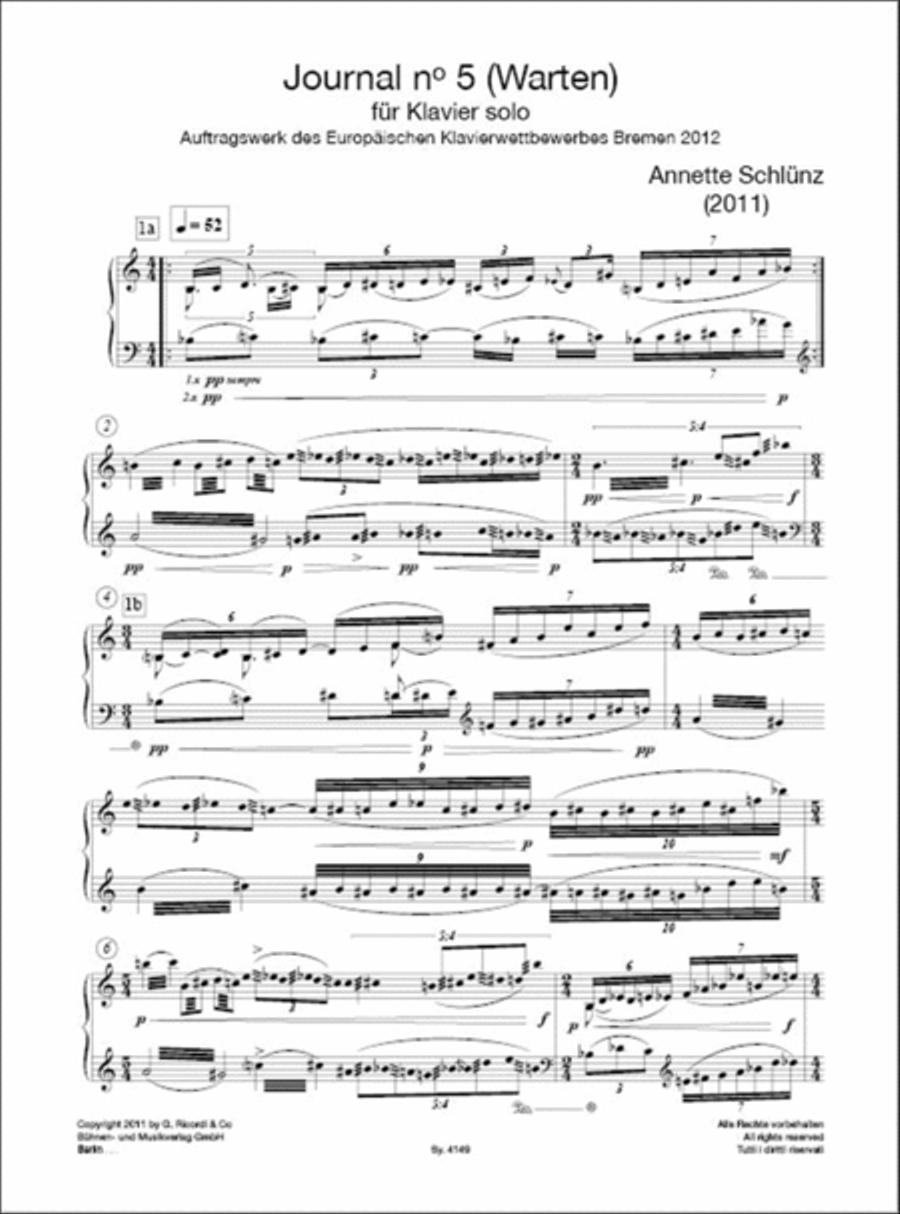 Schlünz, Annette Journal No 5 (Warten) Piano scores gallery preview page 2