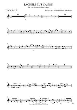 Pachelbel's Cannon - for Sax Quintet & Percussion - TENOR SAX 2
