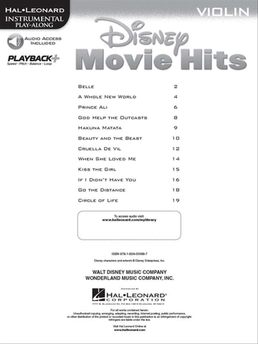 Disney Movie Hits for Violin image number null