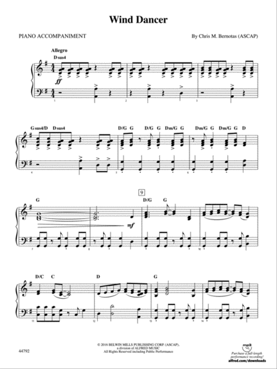 Wind Dancer: Piano Accompaniment Orchestra scores gallery preview page 1