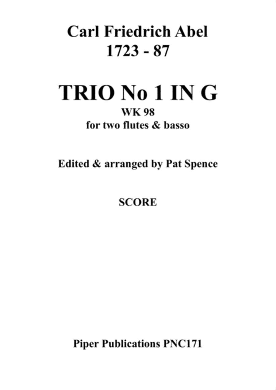 C. F. ABEL TRIO No. 1 IN G MAJOR Small Ensemble scores gallery preview page 1