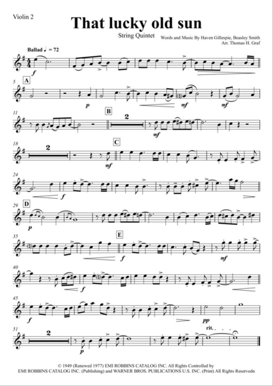That Lucky Old Sun String Quintet scores gallery preview page 5