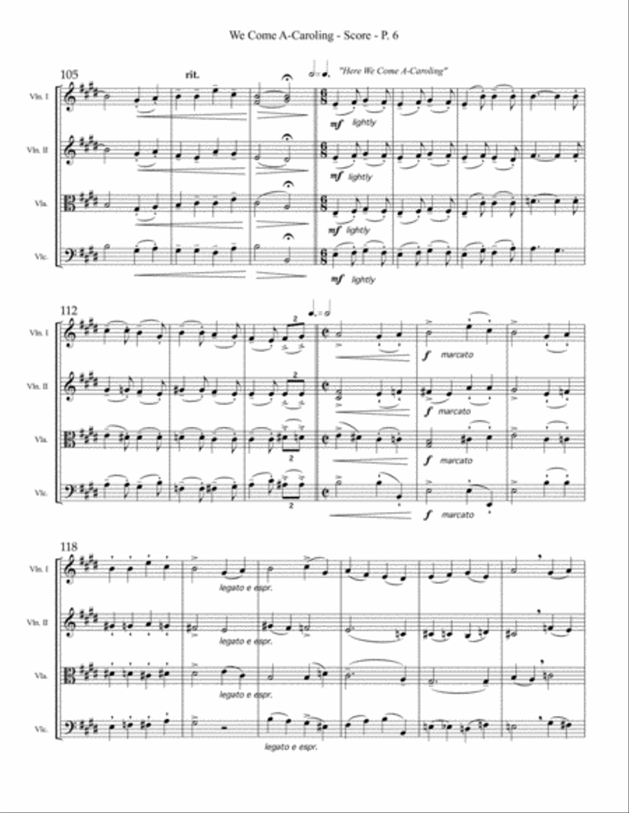 We Come A-Caroling String Quartet scores gallery preview page 6