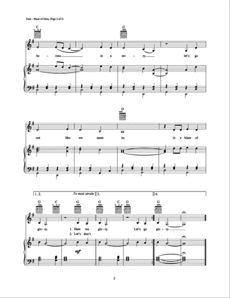 Blaze of Glory Blaze of Glory Piano, Vocal, Guitar scores gallery preview page 2