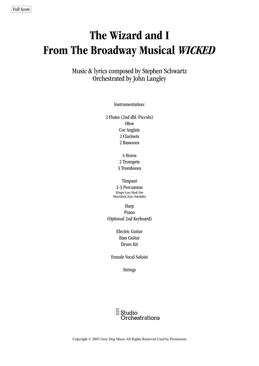 The Wizard And I Full Orchestra scores gallery preview page 1