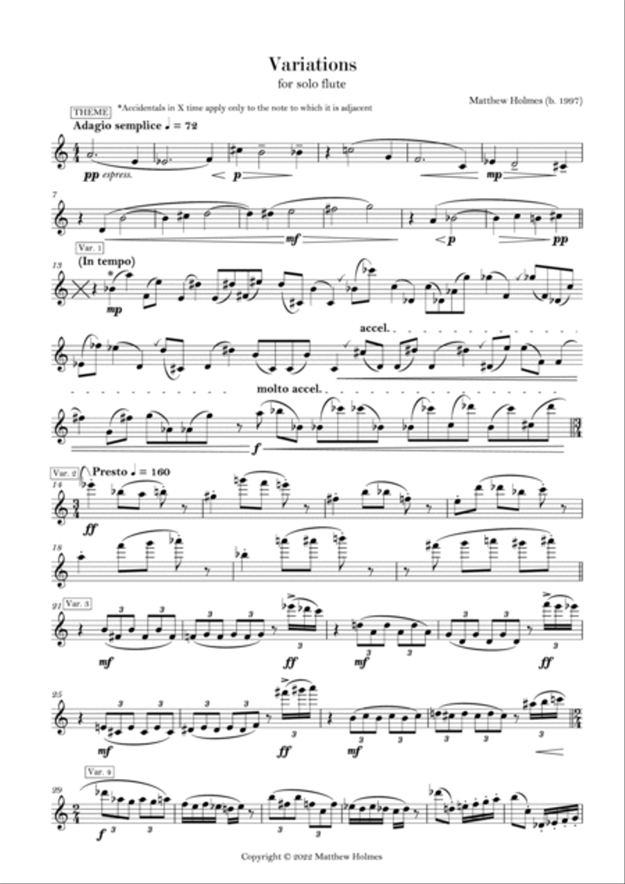 Variations for Flute Variations for Flute Chamber Music scores gallery preview page 3