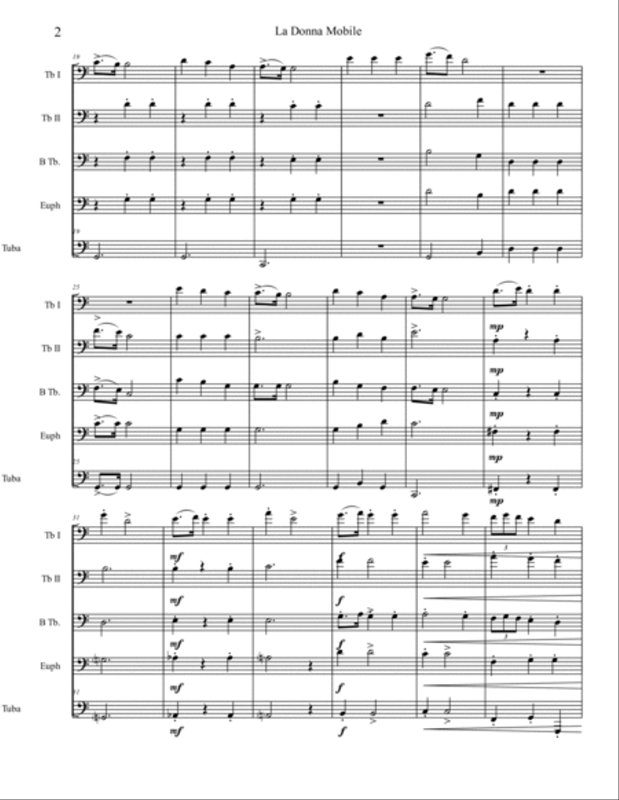 Low Brass-Three Famous Opera Arias-Score Brass Ensemble scores gallery preview page 2