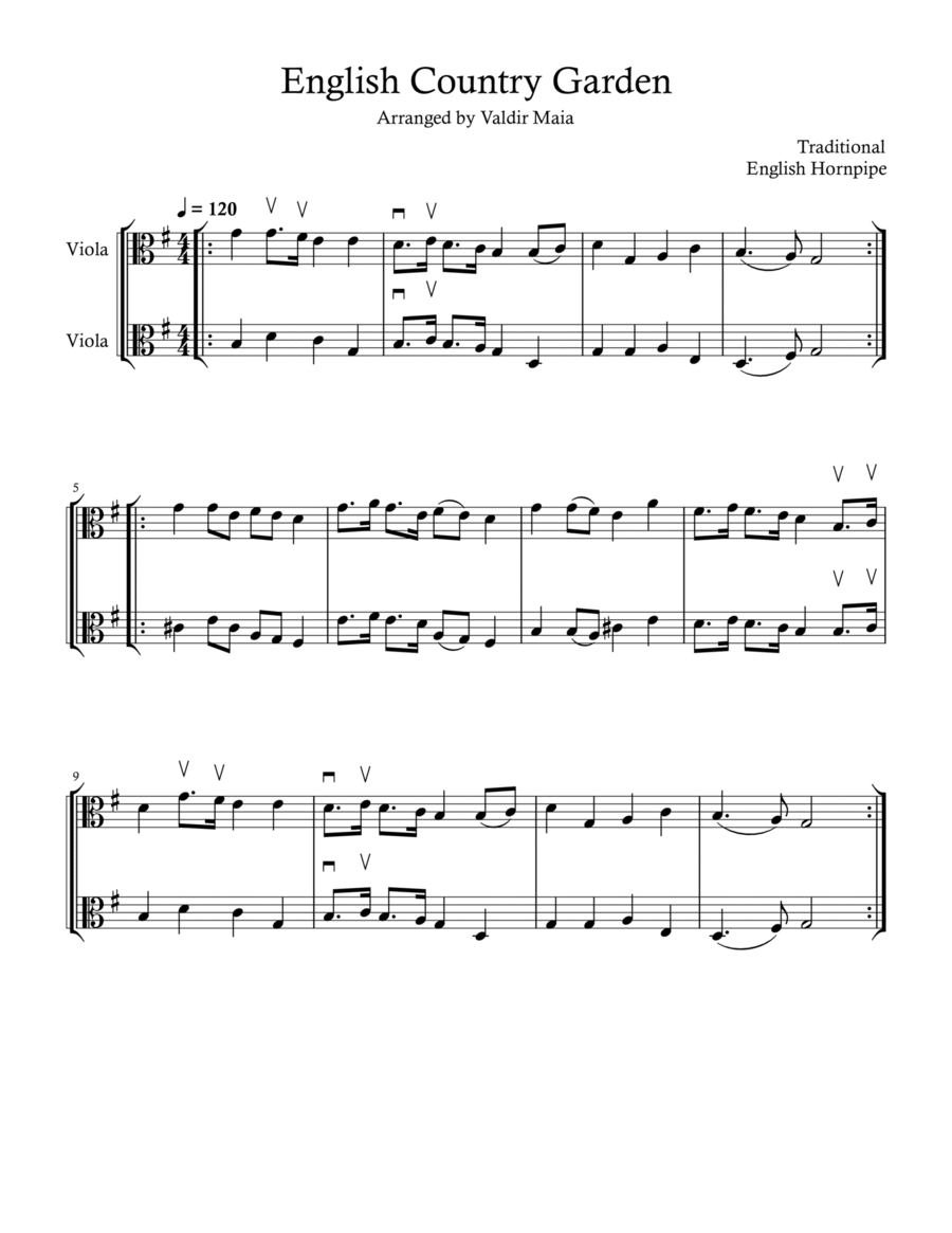 English Country Garden - Viola Duo String Duet scores gallery preview page 1
