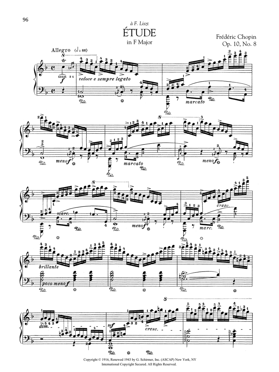 Etude in F Major, Op. 10, No. 8 Piano Method scores gallery preview page 1