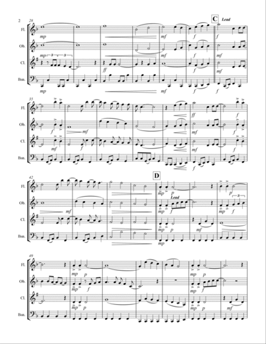 Sweet Caroline Sweet Caroline Woodwind Quartet scores gallery preview page 3