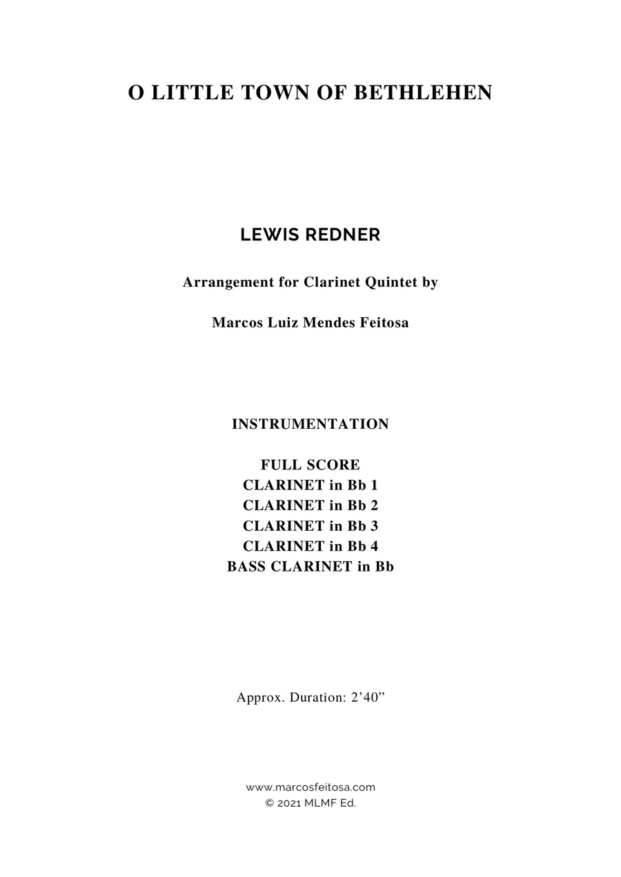 O Little Town of Bethlehem - Clarinet Quintet Clarinet Quintet scores gallery preview page 2